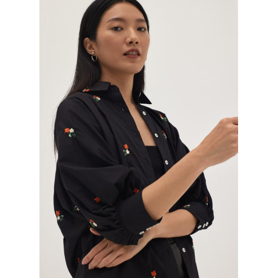 Kacee Embroidered Puff Sleeve Shirt