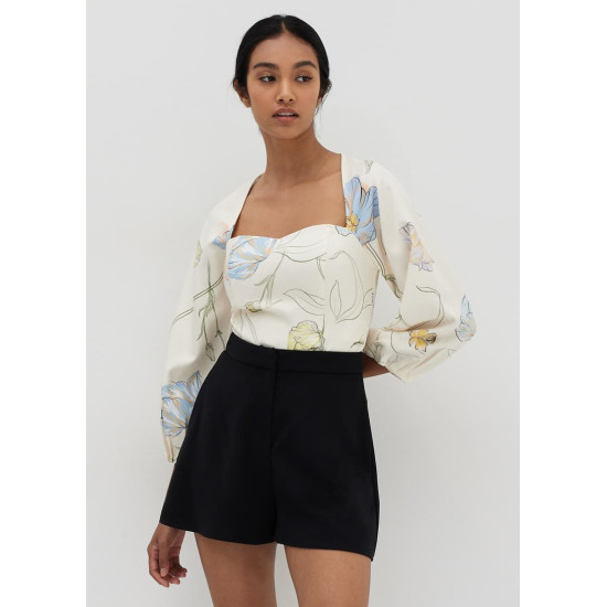 Lydia Puff Sleeve Bustier Top in Gentle Awakening