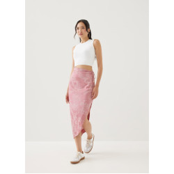 Inna Asymmetric Satin Pencil Skirt in Opulent Florals