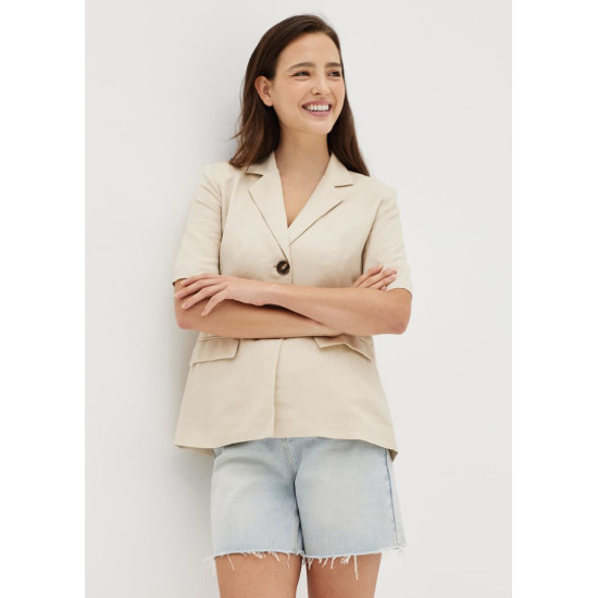 Genelia Padded Linen Blazer