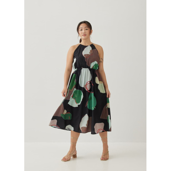 Maurice Cut Out Midi Dress in Artful Blooms