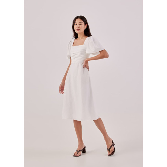 Kavena Textured Pleat Front Dress