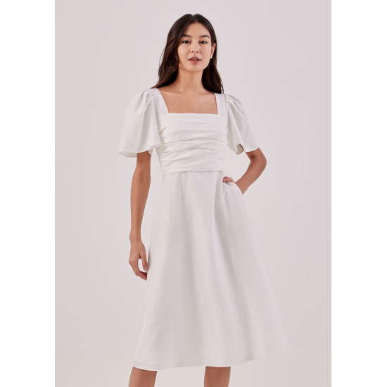 Kavena Textured Pleat Front Dress