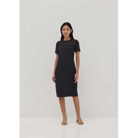 Kristen Round Neck Column Midi Dress