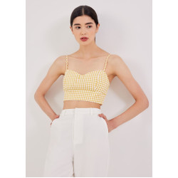 Riella Gingham Bustier Padded Crop Top