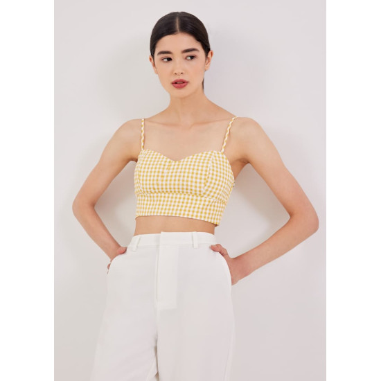 Riella Gingham Bustier Padded Crop Top