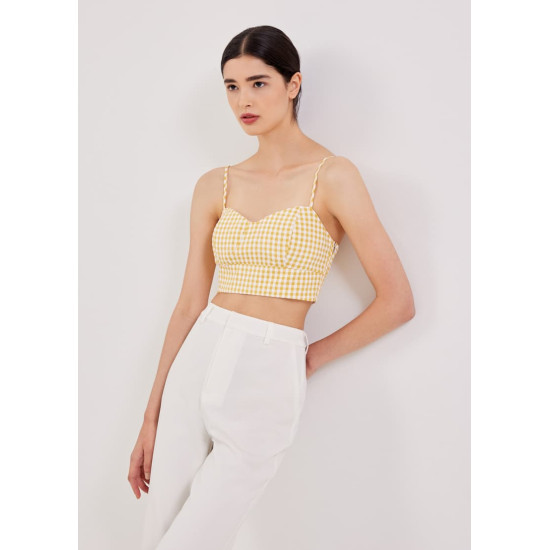 Riella Gingham Bustier Padded Crop Top