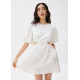 Jacquard Puff Sleeve Fit & Flare Mini Dress