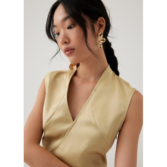 Lei Asymmetric Satin Midaxi Dress