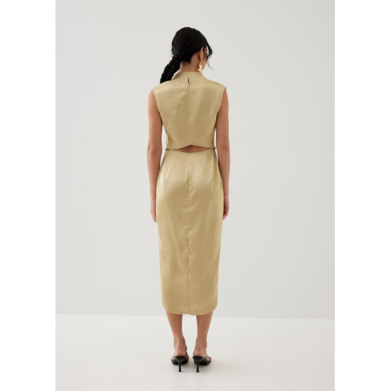 Lei Asymmetric Satin Midaxi Dress