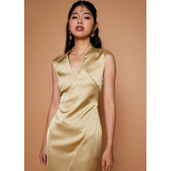 Lei Asymmetric Satin Midaxi Dress