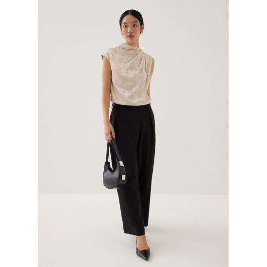 Lanna Asymmetric Satin Drape Top in Opulent Florals