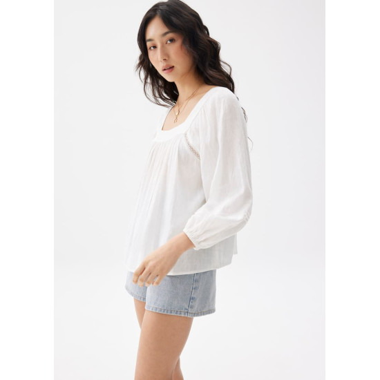 Cotton Ladder Trim Blouse