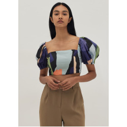 Audrie Puff Sleeve Crop Top in Joyous Affair