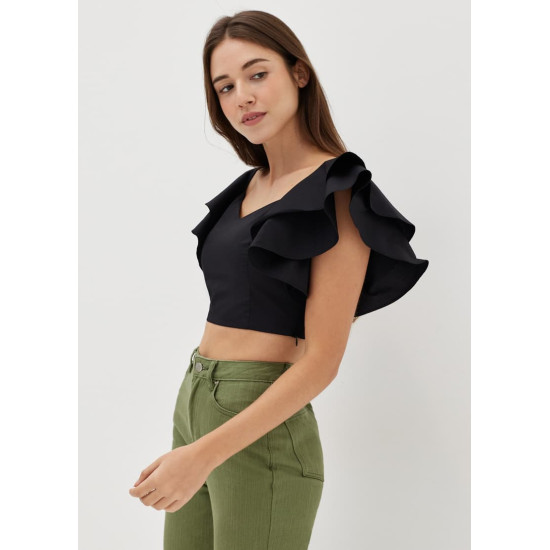 Aleena Padded Ruffle Smocked Top