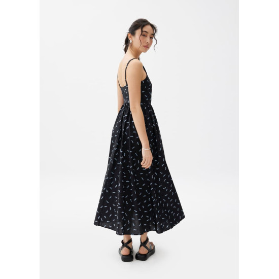 Floral Cotton Fit & Flare Midaxi Dress