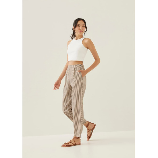 Grenda Elastic Striped Peg Leg Pants