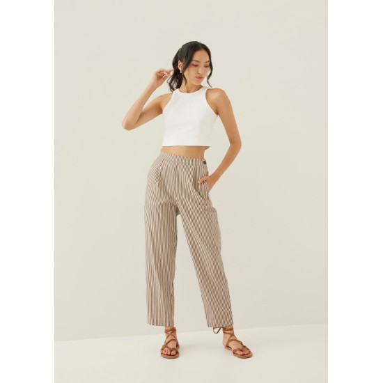 Grenda Elastic Striped Peg Leg Pants