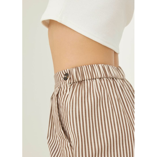 Grenda Elastic Striped Peg Leg Pants