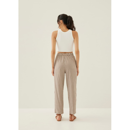 Grenda Elastic Striped Peg Leg Pants