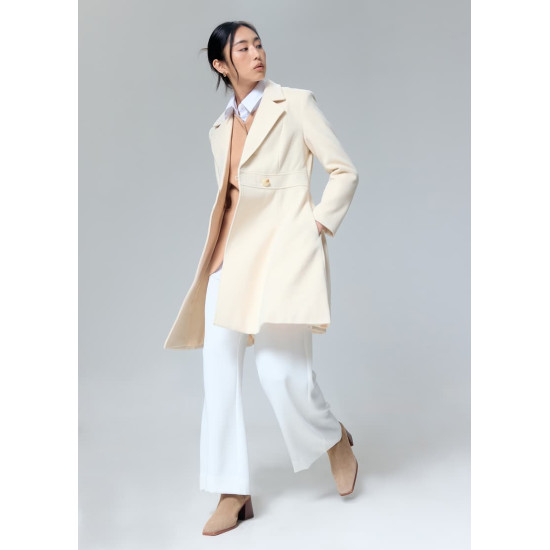 V-neck Fit & Flare Knee Length Coat