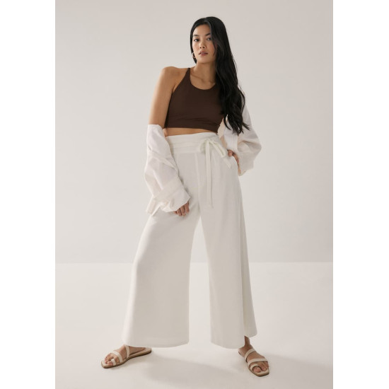 Terry Linen Wide Leg Pants