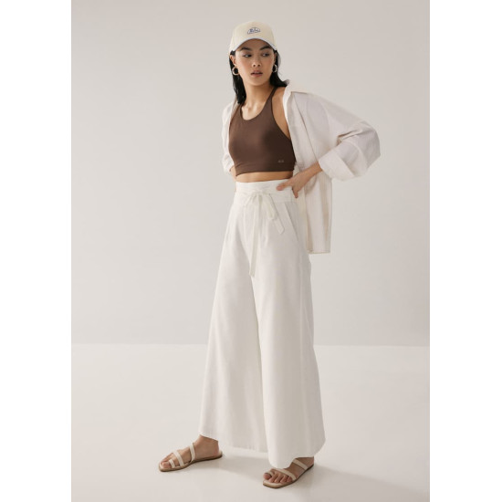 Terry Linen Wide Leg Pants