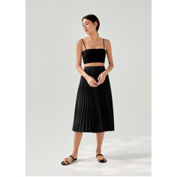 Elinie Pleated Midi Skirt