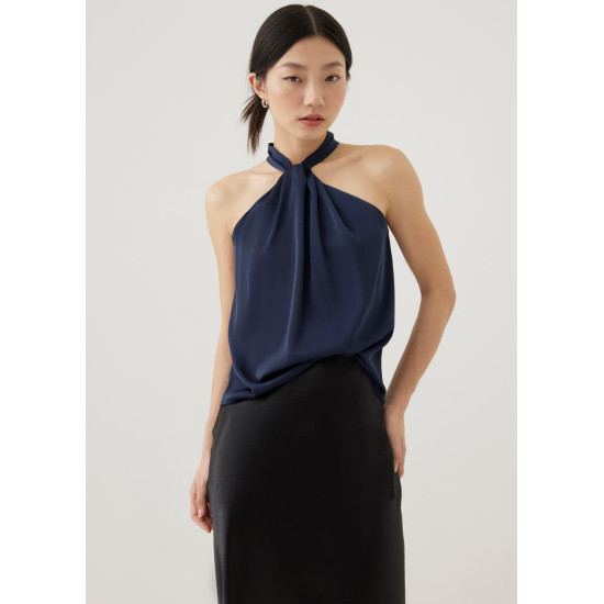 Nevelle Satin Twist Halter Top