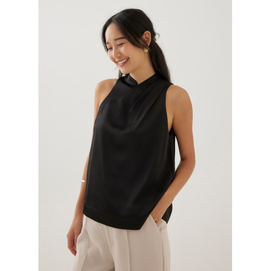 Felizia Satin Mandarin Collar Tank Top