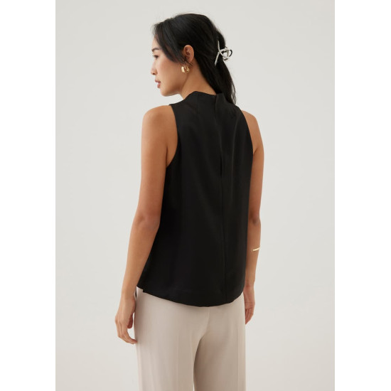 Felizia Satin Mandarin Collar Tank Top