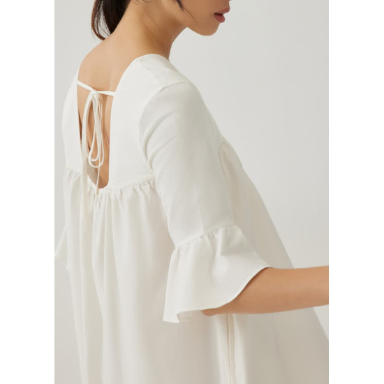 Pristine Cotton Frill Sleeve Dress