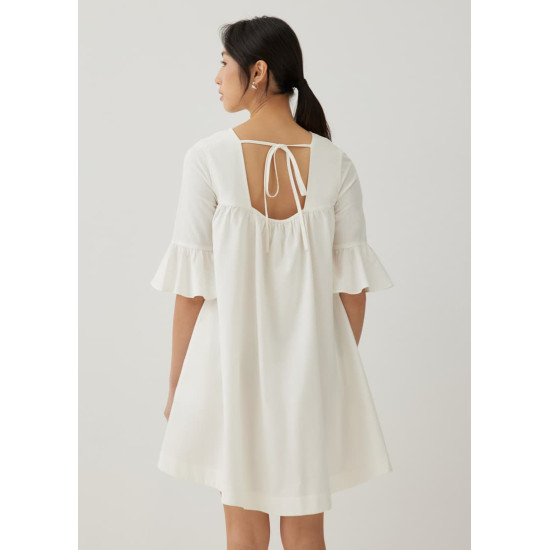 Pristine Cotton Frill Sleeve Dress