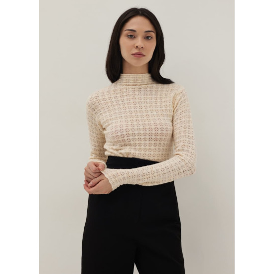 Delilah Pointelle Wool Blend Knit Top