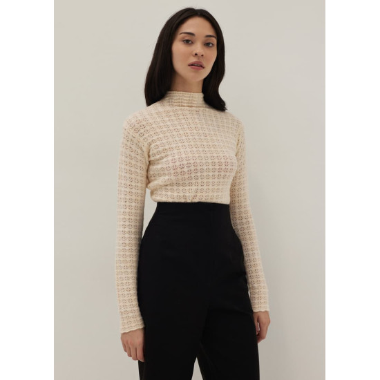 Delilah Pointelle Wool Blend Knit Top