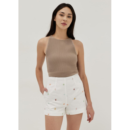 Zalena Cotton Classic Shorts in Tidal Daydream