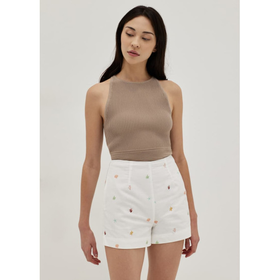 Zalena Cotton Classic Shorts in Tidal Daydream