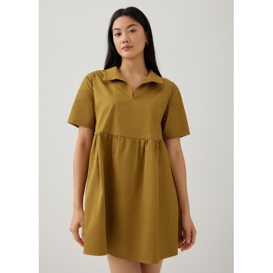 Heather Cotton Babydoll Shirt Dress