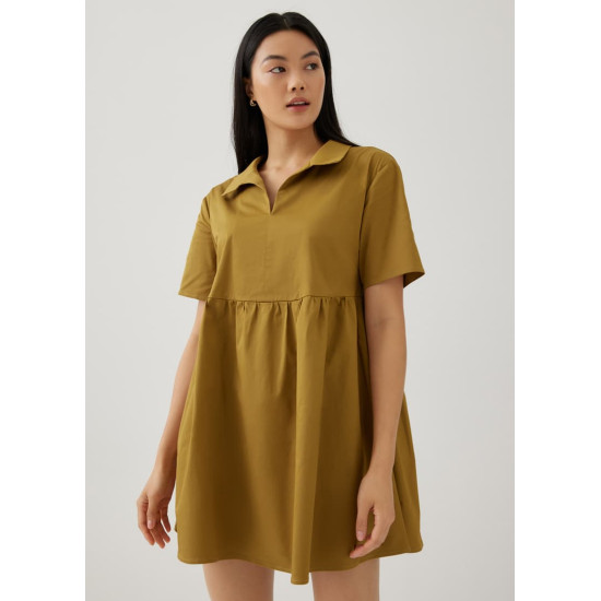 Heather Cotton Babydoll Shirt Dress