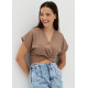 Annalisa Elastic Linen Crop Top