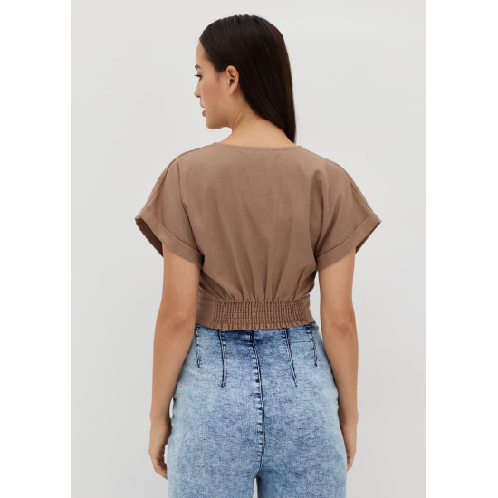 Annalisa Elastic Linen Crop Top