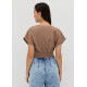 Annalisa Elastic Linen Crop Top