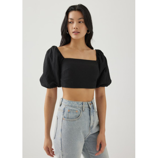 Lottie Padded Elastic Puff Sleeve Top