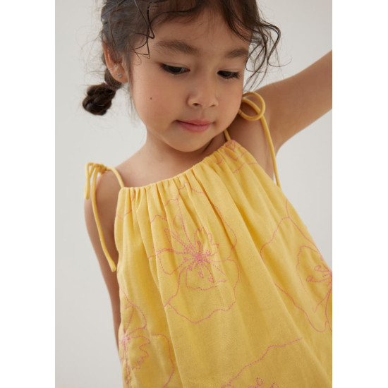 Mei Embroidered Babydoll Camisole Top in Rekindled Blooms