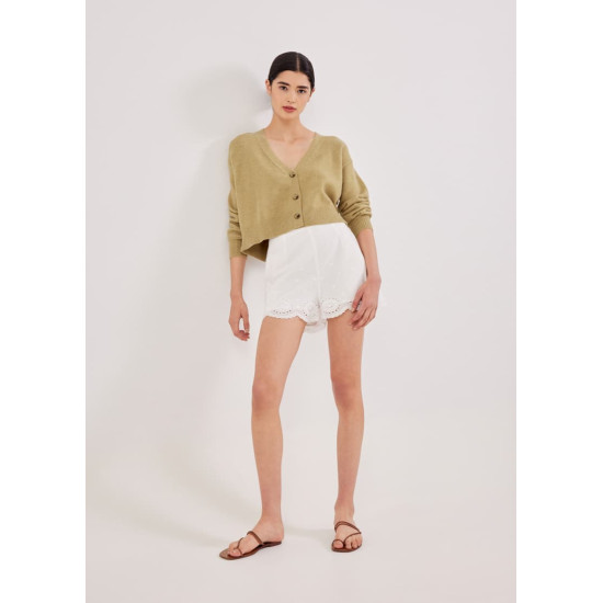 Zelle Broderie Scallop Hem Shorts