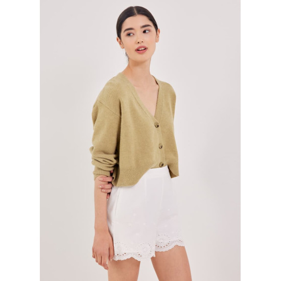 Zelle Broderie Scallop Hem Shorts