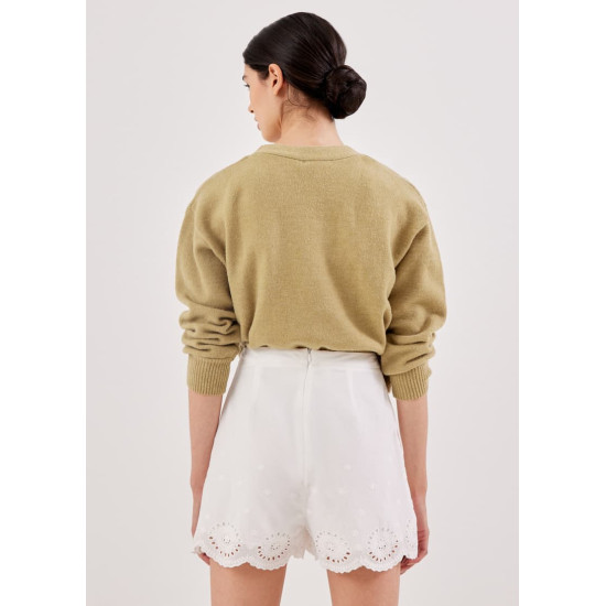 Zelle Broderie Scallop Hem Shorts