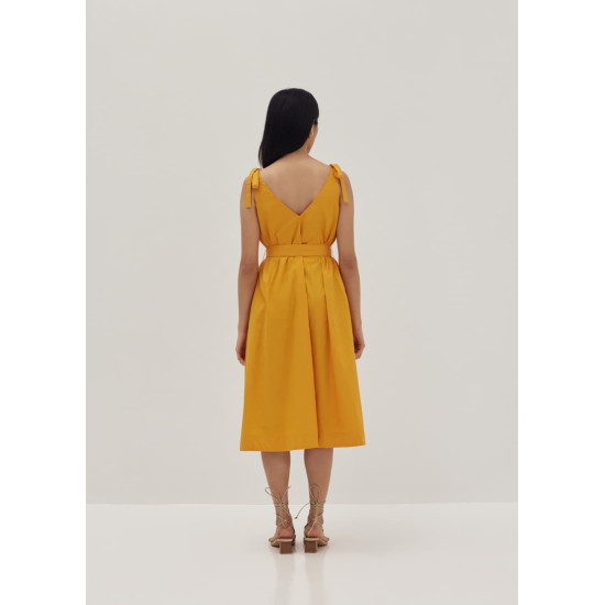 Matilde Tie Shoulder Trapeze Midi Dress