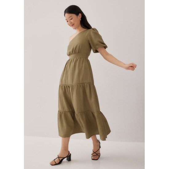 Niegel Tiered Toga Puff Sleeve Dress