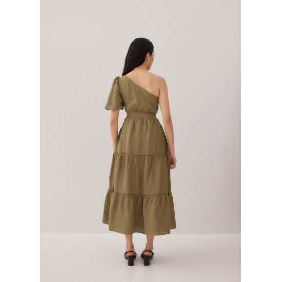 Niegel Tiered Toga Puff Sleeve Dress